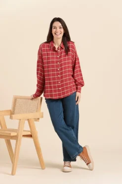 Femme Mat de Misaine chemise CHARME à carreaux en laine/viscose