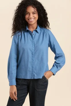 Femme Mat de Misaine chemise rayée CAMBO en crêpe de coton