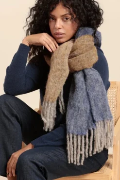 Femme Mat de Misaine grande écharpe laine à franges