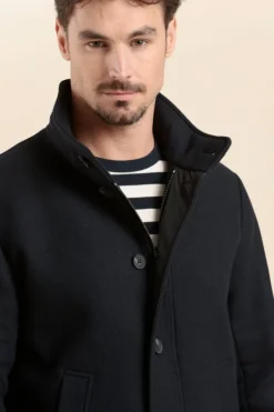 Homme Mat de Misaine manteau court BARNES en drap de laine