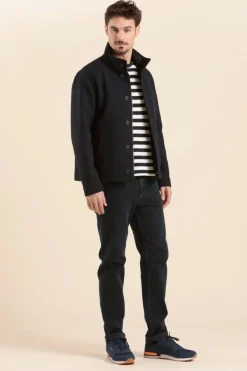 Homme Mat de Misaine manteau court BARNES en drap de laine