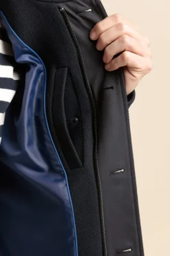Homme Mat de Misaine manteau court BARNES en drap de laine