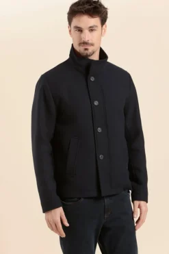 Homme Mat de Misaine manteau court BARNES en drap de laine