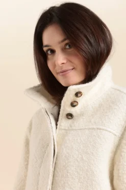 Femme Mat de Misaine manteau court FLAQUE en lainage