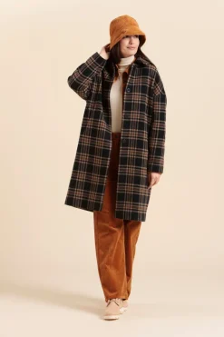 Femme Mat de Misaine manteau long FINLANDE à carreaux