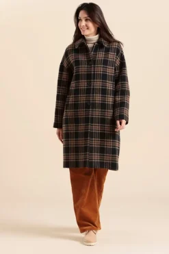 Femme Mat de Misaine manteau long FINLANDE à carreaux