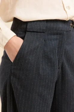 Femme Mat de Misaine pantalon POULIE en flanelle fines rayures