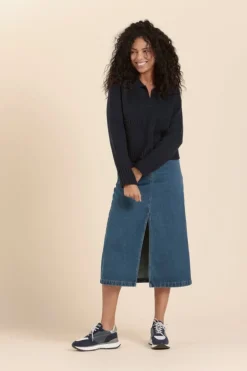 Femme Mat de Misaine pull col vareuse TRAPANI avec poches laine