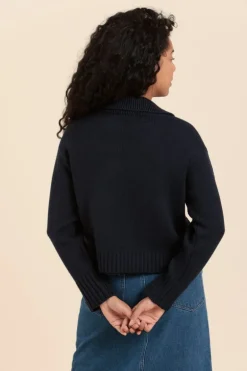 Femme Mat de Misaine pull col vareuse TRAPANI avec poches laine