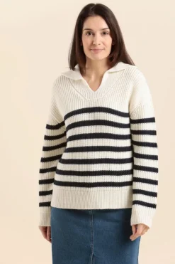 Femme Mat de Misaine pull rayé col vareuse TANGUY
