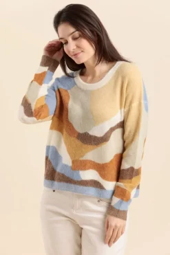 Femme Mat de Misaine pull TRACADIE motif camouflage en laine