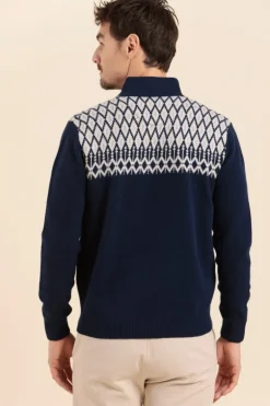 Homme Mat de Misaine pull TREG motif jacquard homme laine